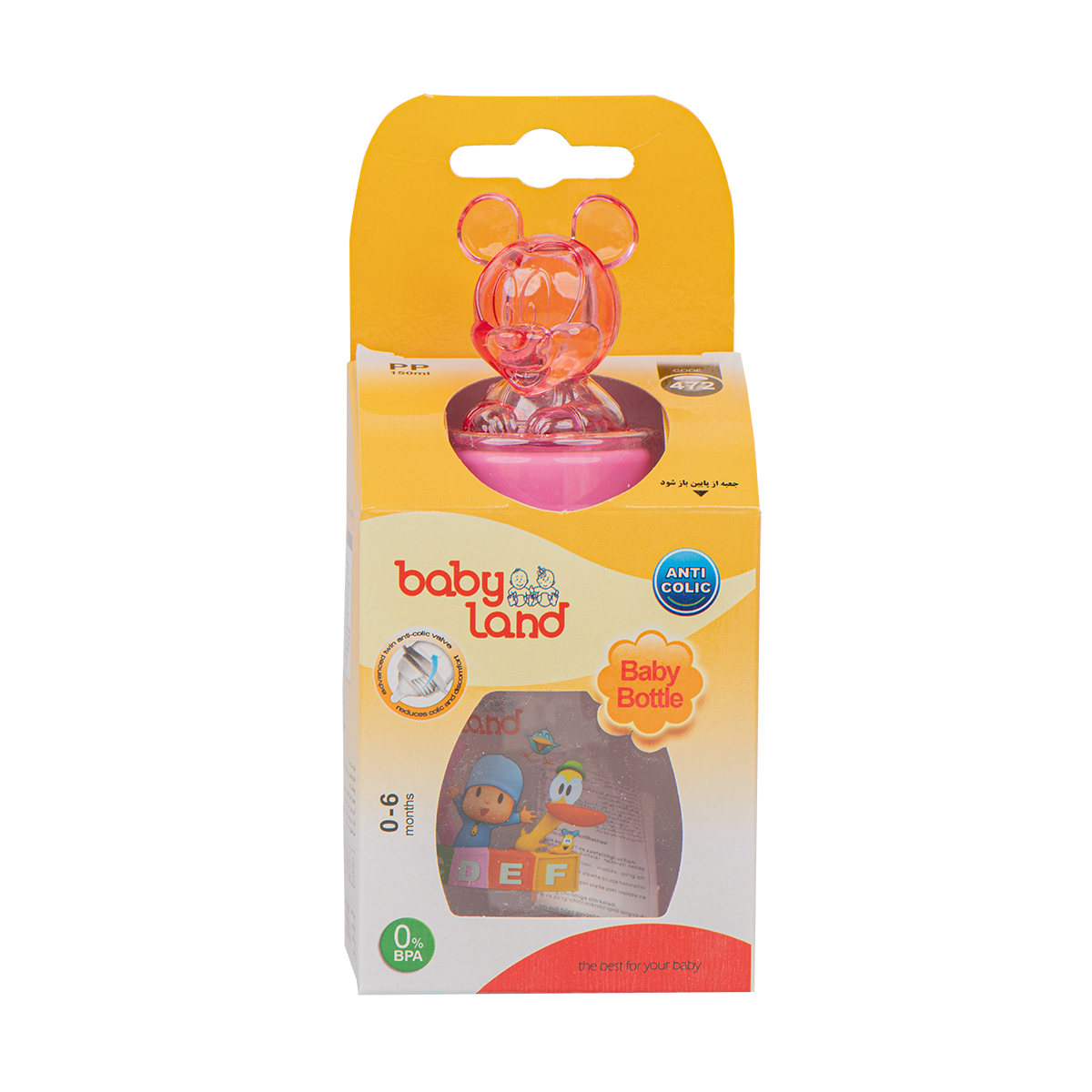 Teddy bear bottle with handle and round nipple